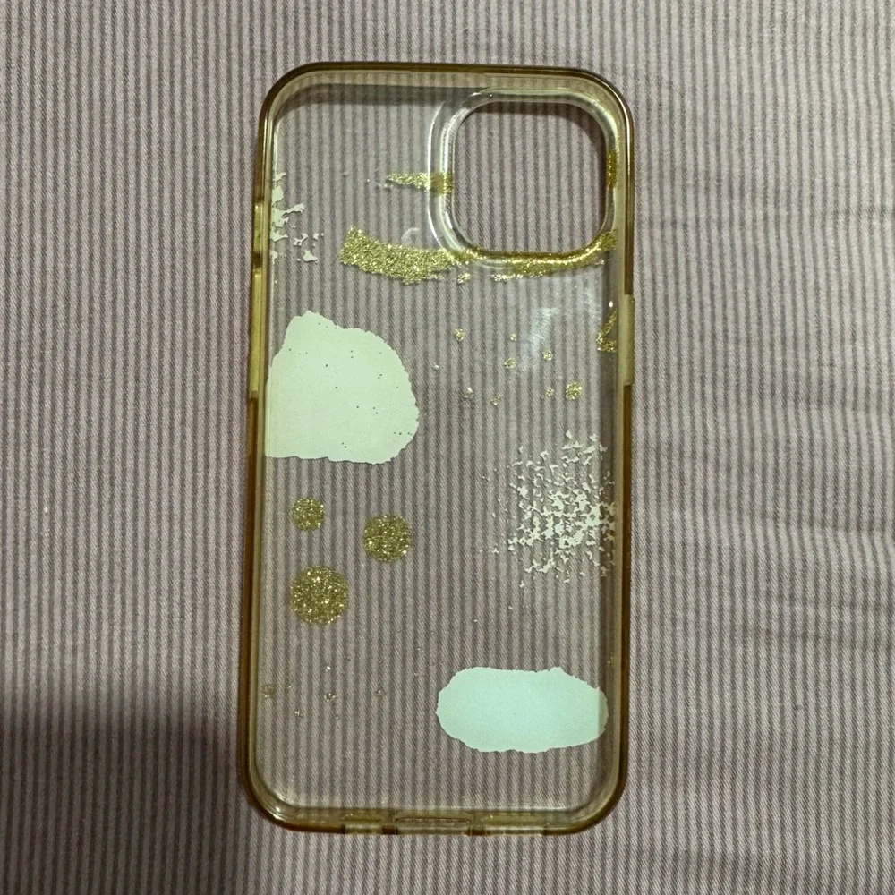 iPhone 13 Clear Gold Glitter Phone Case